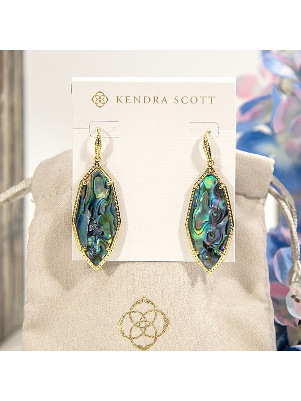 Kendra Scott Ophelia Abalone Gold Plated Drop Dangle Earrings NWT